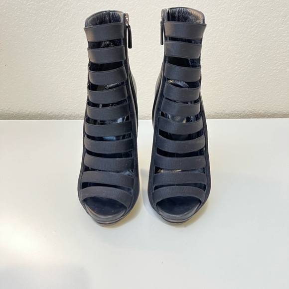 GUCCI Olimpia Elastic Ladder Strap High Heel Bootie Size 36.5 Black - Picture 5 of 13